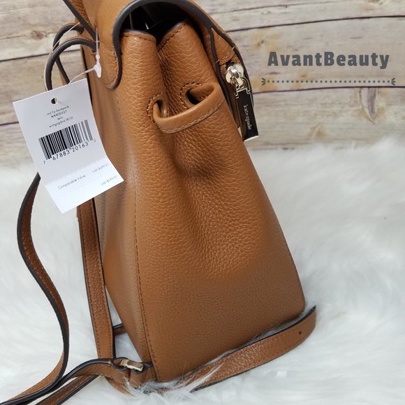 Kate Spade New York Leila Medium backpack Pebbled Leather Ginger Brown Authentic - Picture 11 of 11